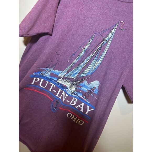 Vintage 1990 Put-In-Bay Ohio destination, full body sailing boat print - Picture 2 of 3